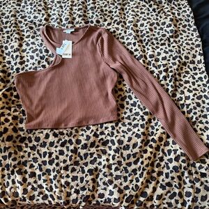 Bar III Brown Asymmetrical Crop Top